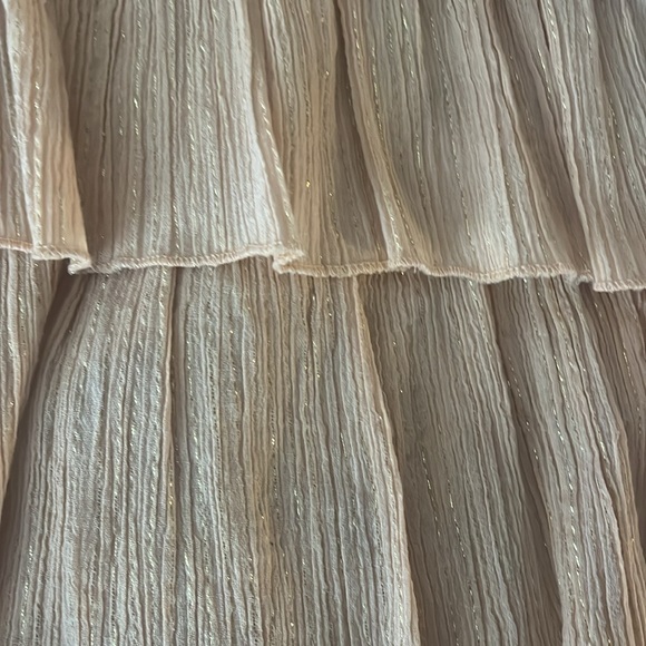 Sundress brand apricot w/gold lurex thread tiered gauze low back maxi w/ruffles - Picture 5 of 9